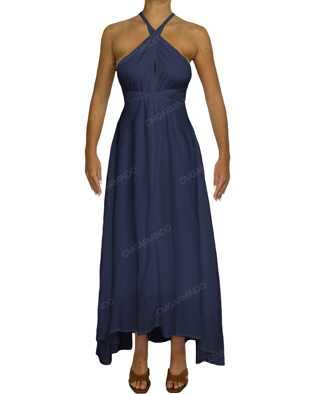 Halter Tie Asymmetrical Maxi Dress