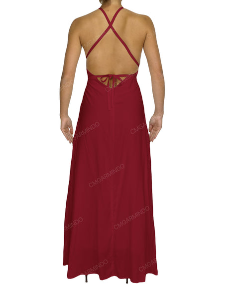 Halter Tie Asymmetrical Maxi Dress