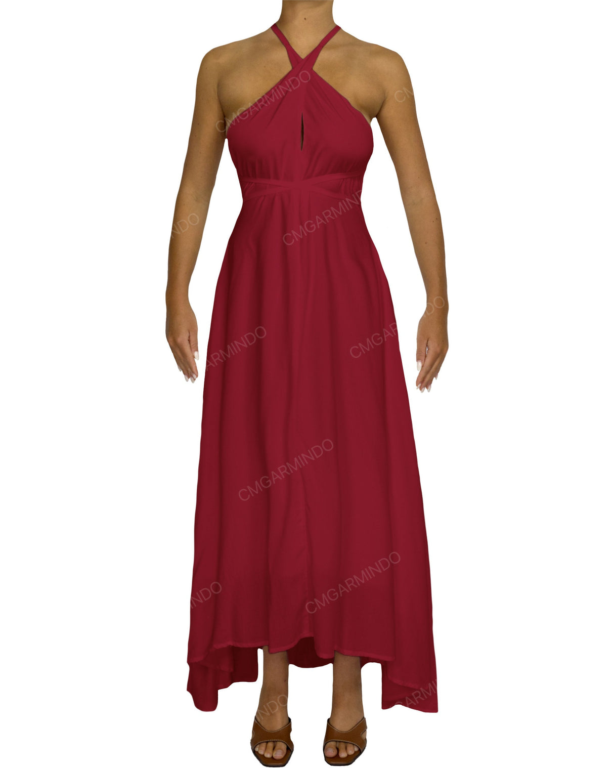 Halter Tie Asymmetrical Maxi Dress