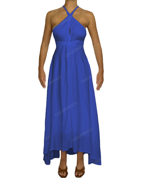 Halter Tie Asymmetrical Maxi Dress