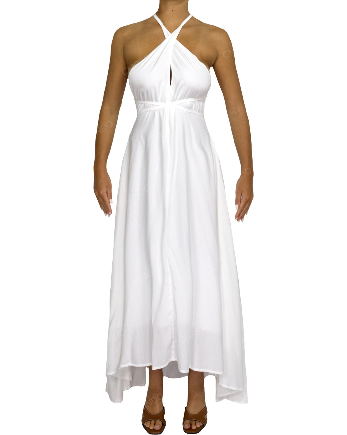 Halter Tie Asymmetrical Maxi Dress