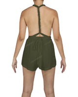 Deep V-neck Twist Strap Mini Romper