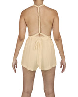 Deep V-neck Twist Strap Mini Romper