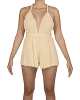 Deep V-neck Twist Strap Mini Romper