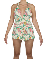 Deep V-neck Twist Strap Mini Romper