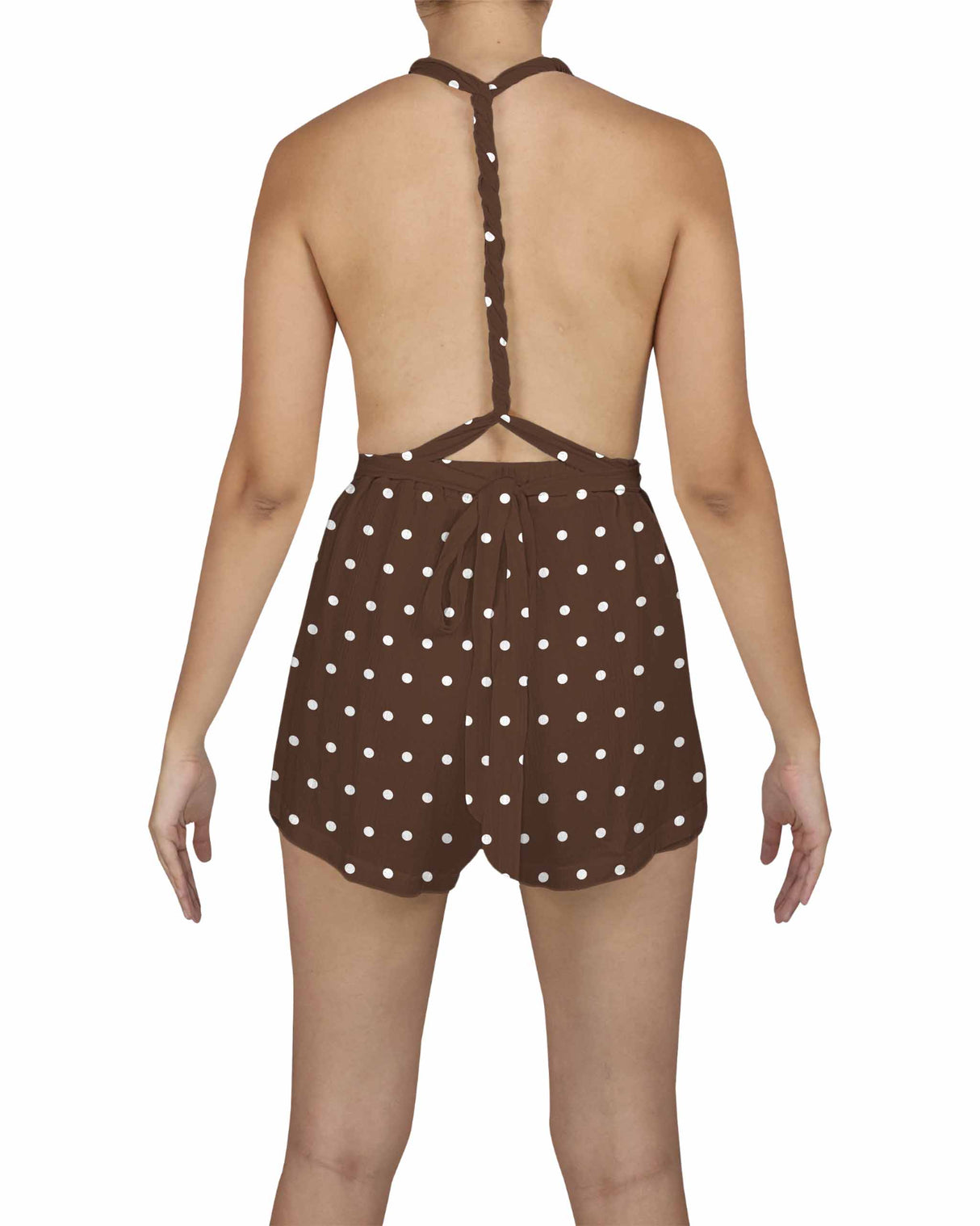 Deep V-neck Twist Strap Mini Romper