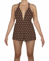 Deep V-neck Twist Strap Mini Romper