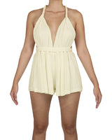 Deep V-neck Twist Strap Mini Romper