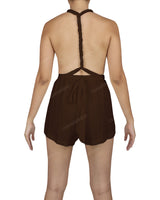 Deep V-neck Twist Strap Mini Romper