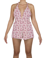 Deep V-neck Twist Strap Mini Romper