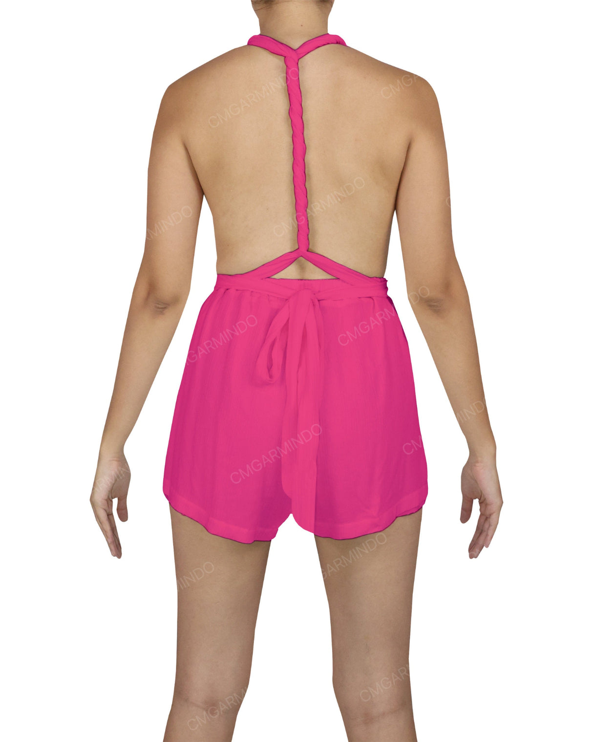 Deep V-neck Twist Strap Mini Romper