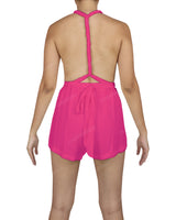 Deep V-neck Twist Strap Mini Romper