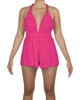 Deep V-neck Twist Strap Mini Romper
