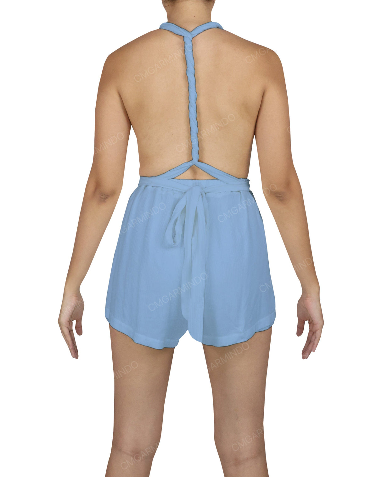 Deep V-neck Twist Strap Mini Romper