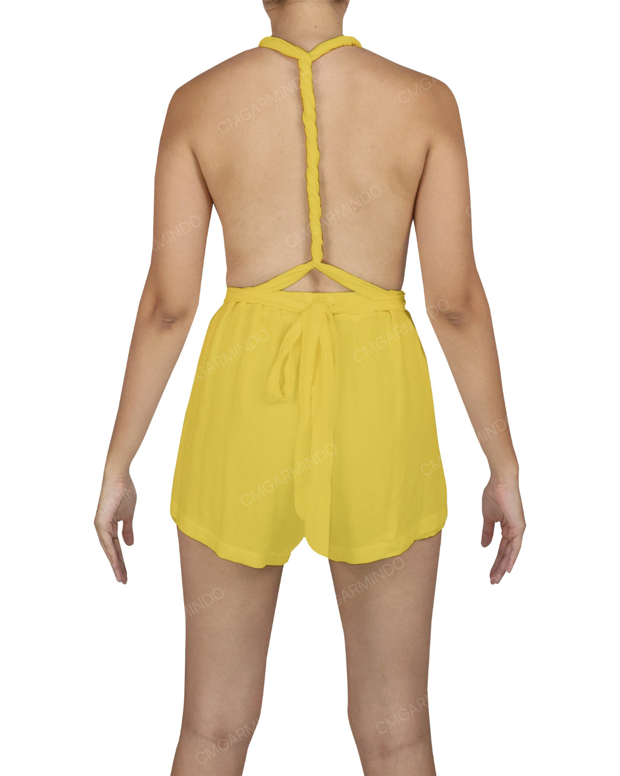 Deep V-neck Twist Strap Mini Romper