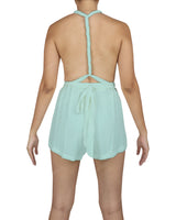 Deep V-neck Twist Strap Mini Romper