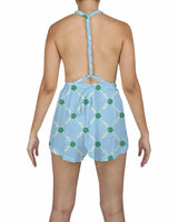 Deep V-neck Twist Strap Mini Romper