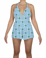 Deep V-neck Twist Strap Mini Romper