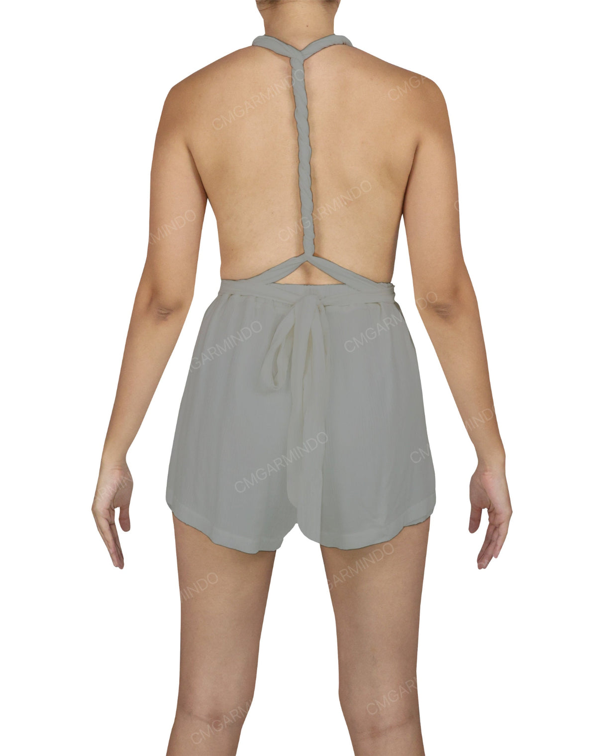 Deep V-neck Twist Strap Mini Romper