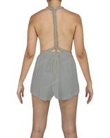 Deep V-neck Twist Strap Mini Romper