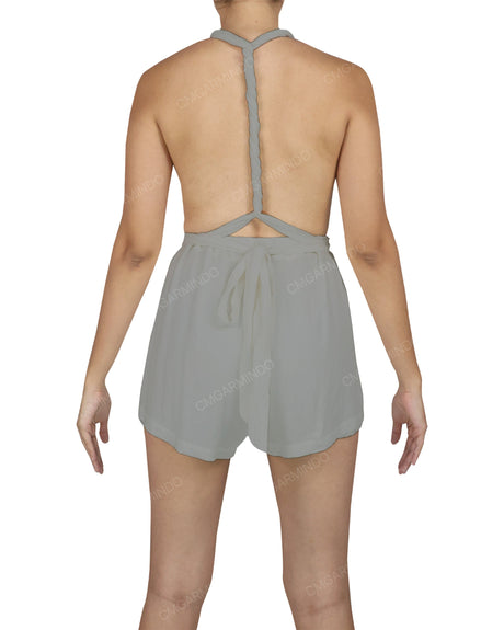 Deep V-neck Twist Strap Mini Romper