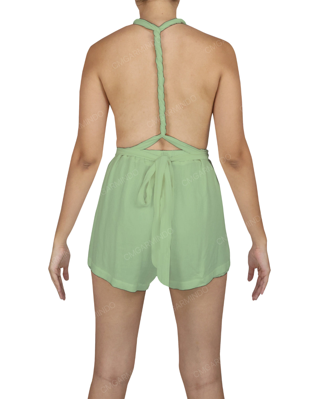 Deep V-neck Twist Strap Mini Romper