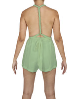 Deep V-neck Twist Strap Mini Romper