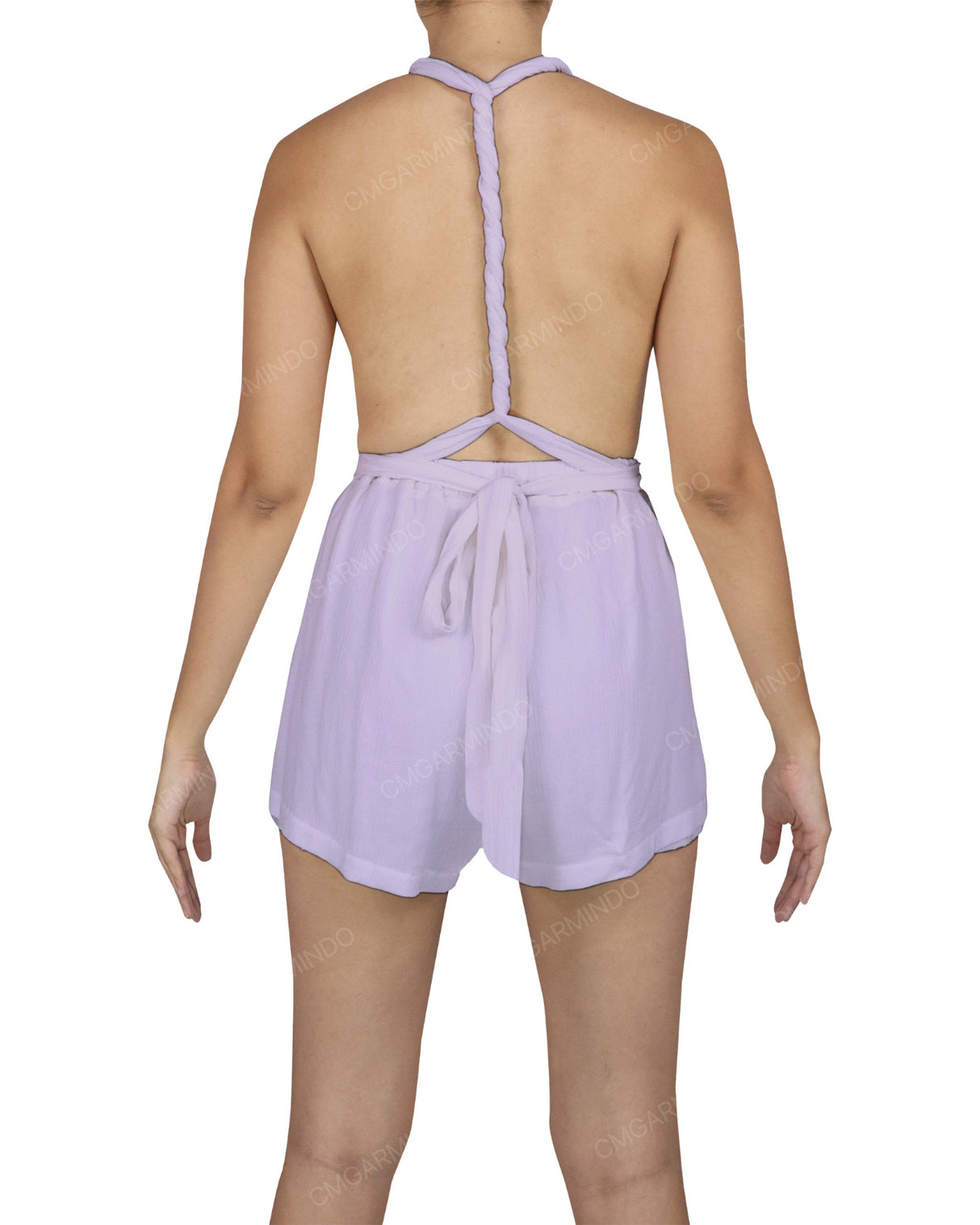 Deep V-neck Twist Strap Mini Romper