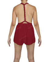 Deep V-neck Twist Strap Mini Romper