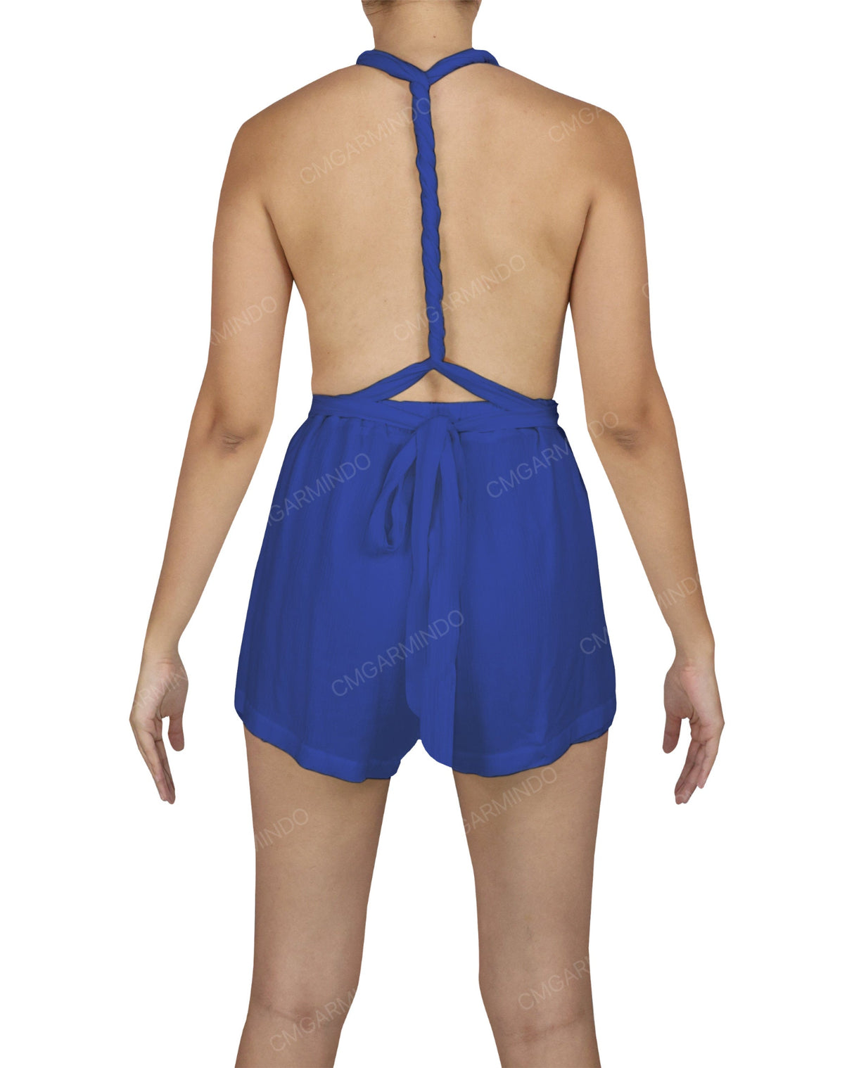 Deep V-neck Twist Strap Mini Romper