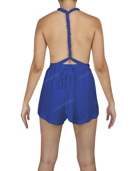 Deep V-neck Twist Strap Mini Romper