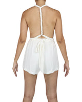 Deep V-neck Twist Strap Mini Romper