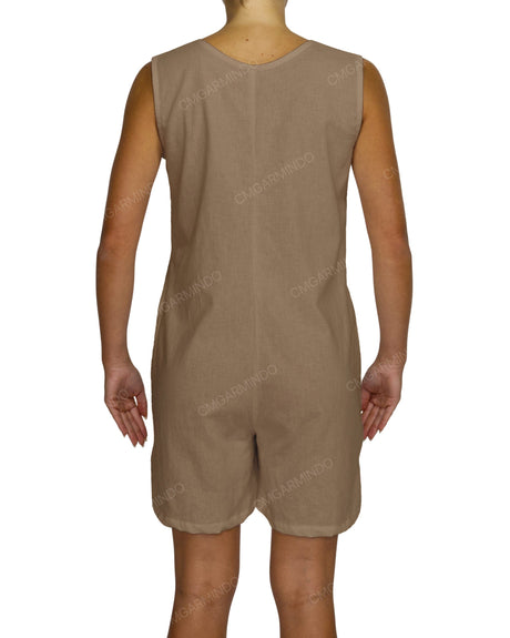 Sleeveless Button Up Mini Romper