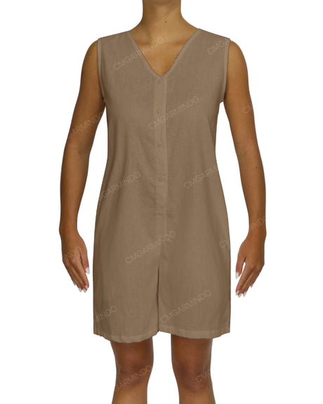 Sleeveless Button Up Mini Romper