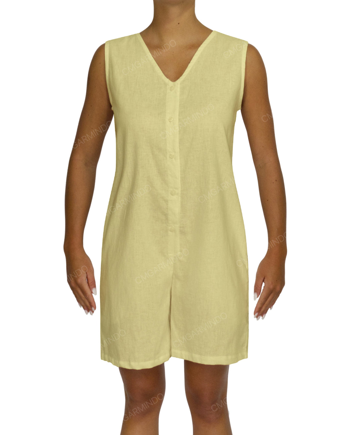 Sleeveless Button Up Mini Romper