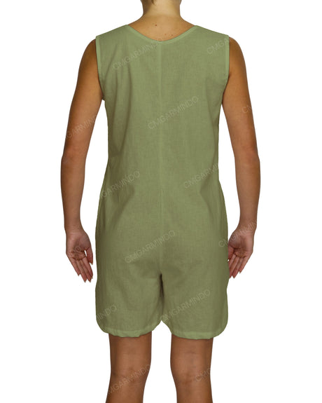 Sleeveless Button Up Mini Romper