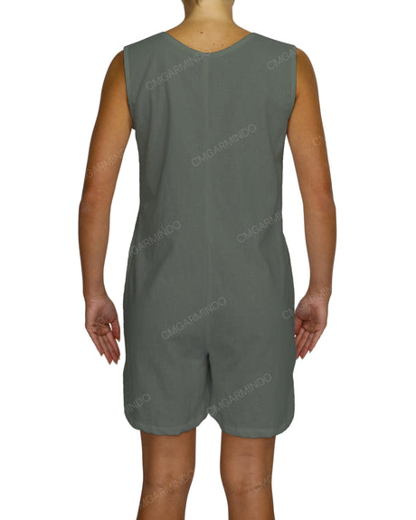 Sleeveless Button Up Mini Romper