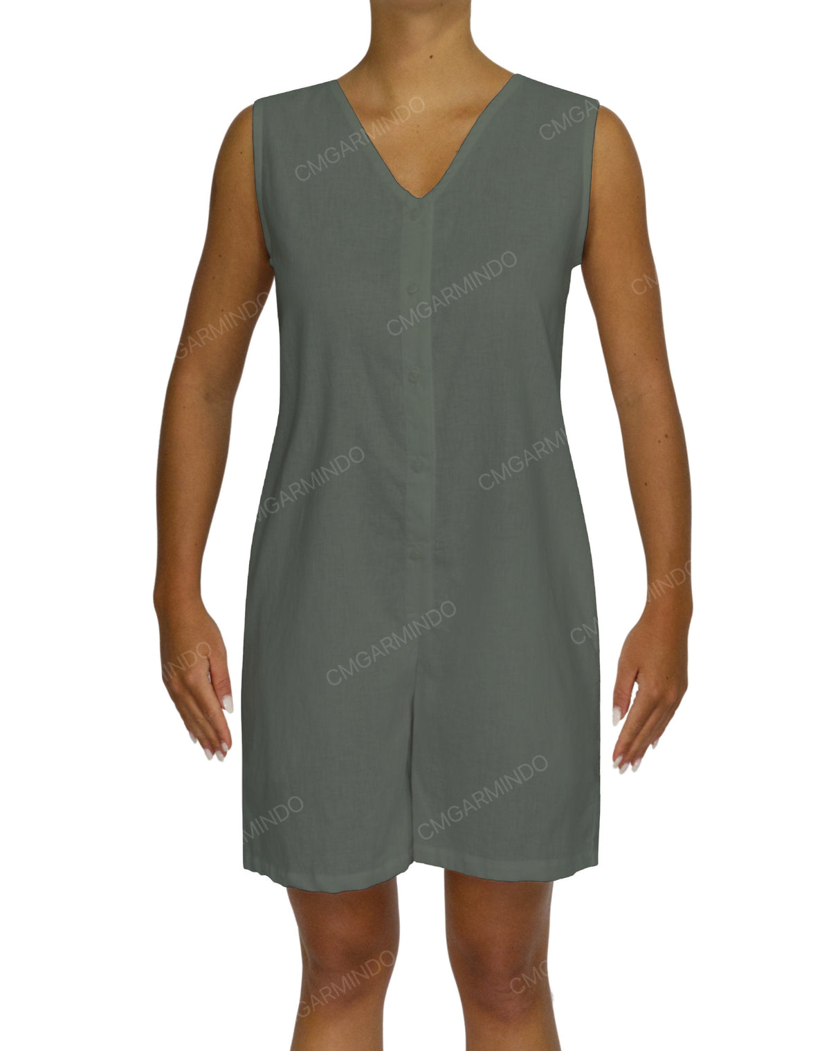 Sleeveless Button Up Mini Romper