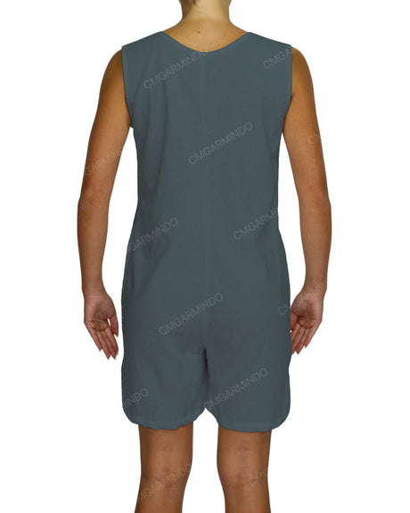 Sleeveless Button Up Mini Romper