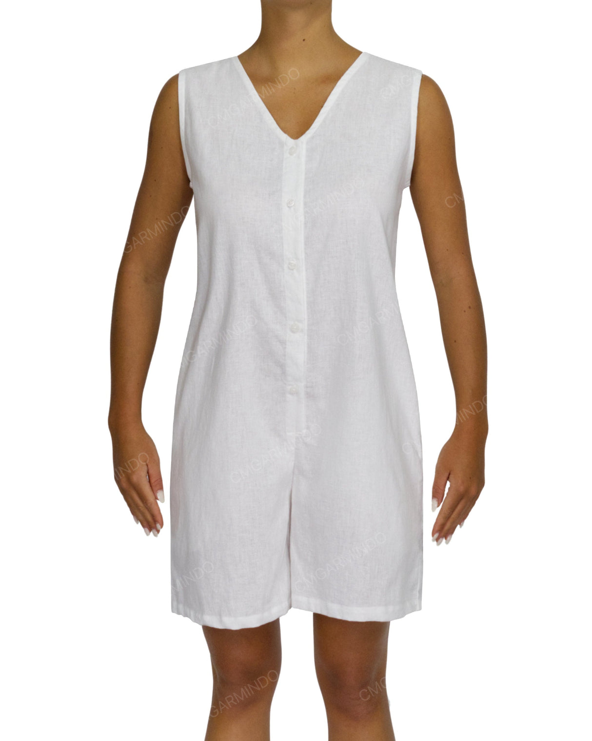 Sleeveless Button Up Mini Romper