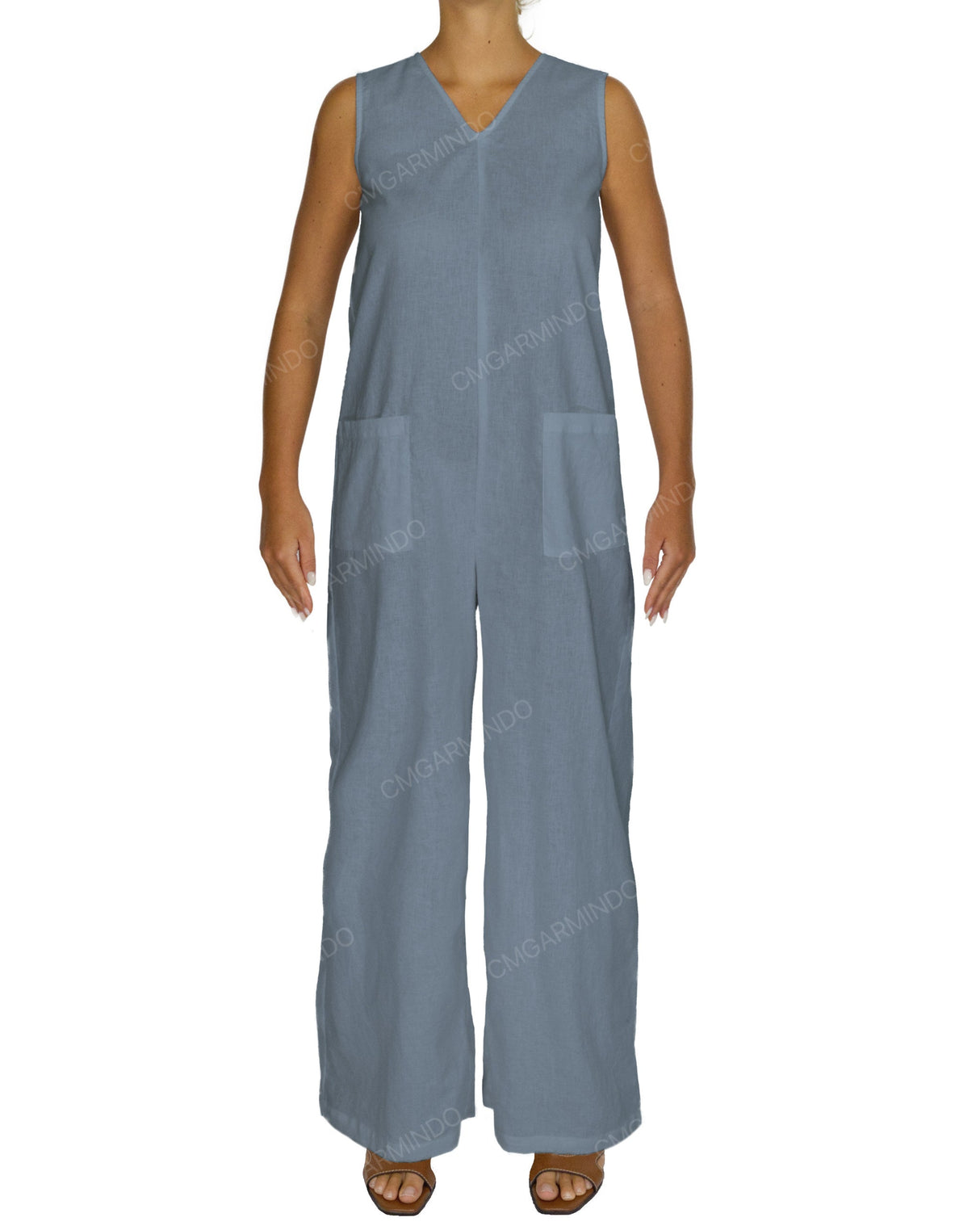 Sleeveless V-Neck Jumpsuit