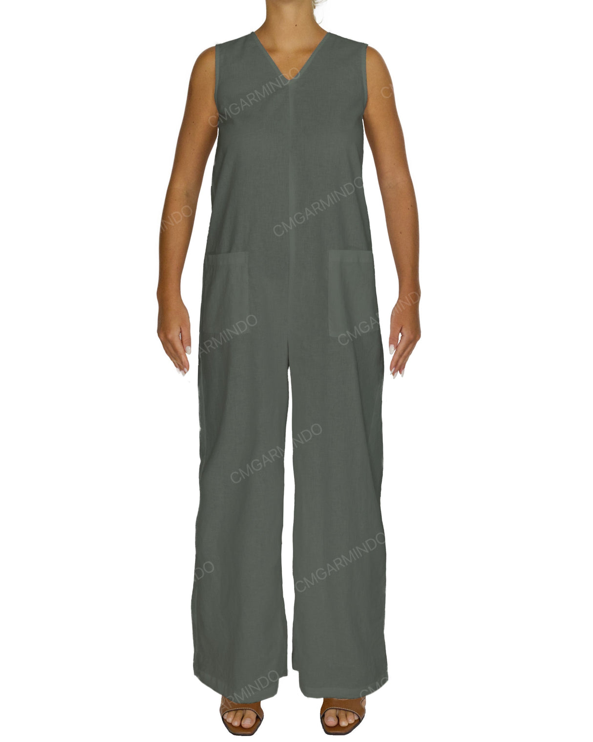 Sleeveless V-Neck Jumpsuit