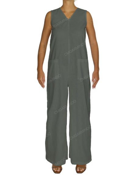 Sleeveless V-Neck Jumpsuit