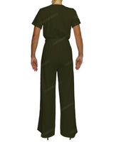 Short Sleeve Wrap Jumpsuit
