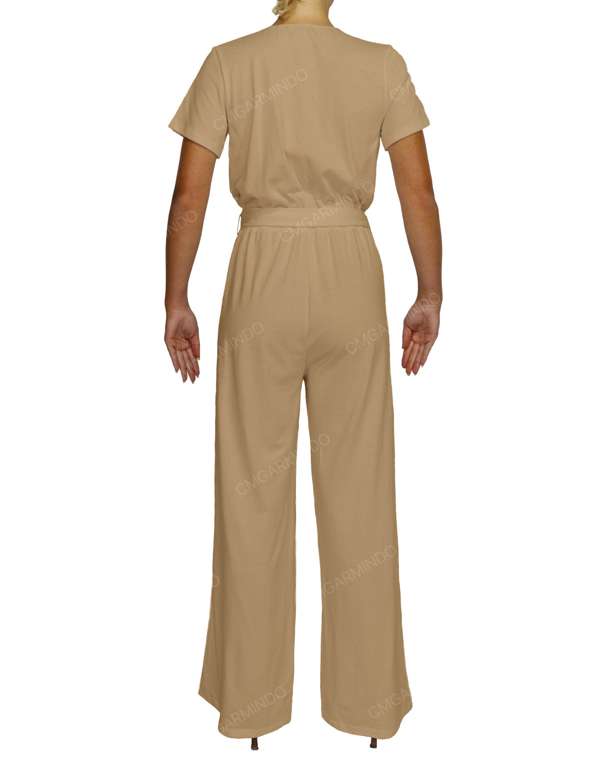 Short Sleeve Wrap Jumpsuit