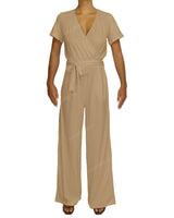 Short Sleeve Wrap Jumpsuit