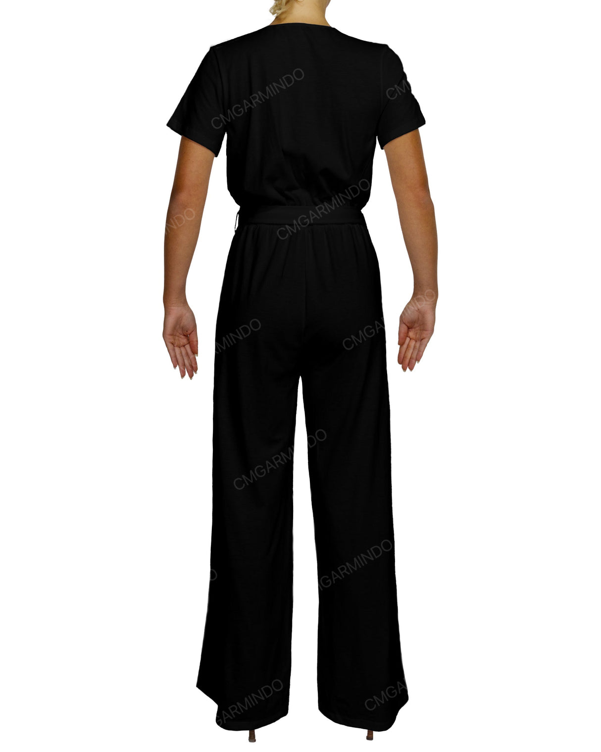 Short Sleeve Wrap Jumpsuit