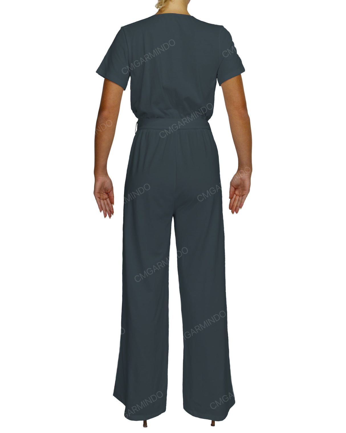 Short Sleeve Wrap Jumpsuit