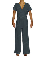 Short Sleeve Wrap Jumpsuit
