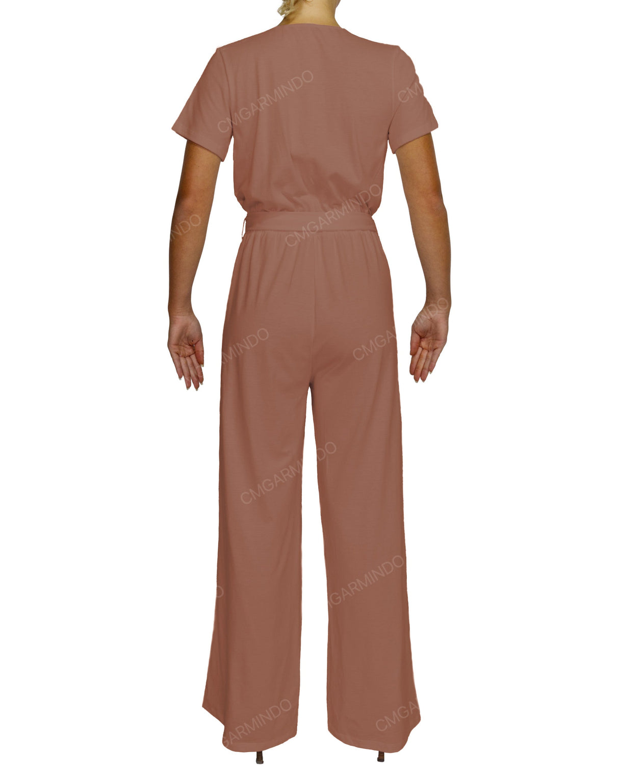 Short Sleeve Wrap Jumpsuit